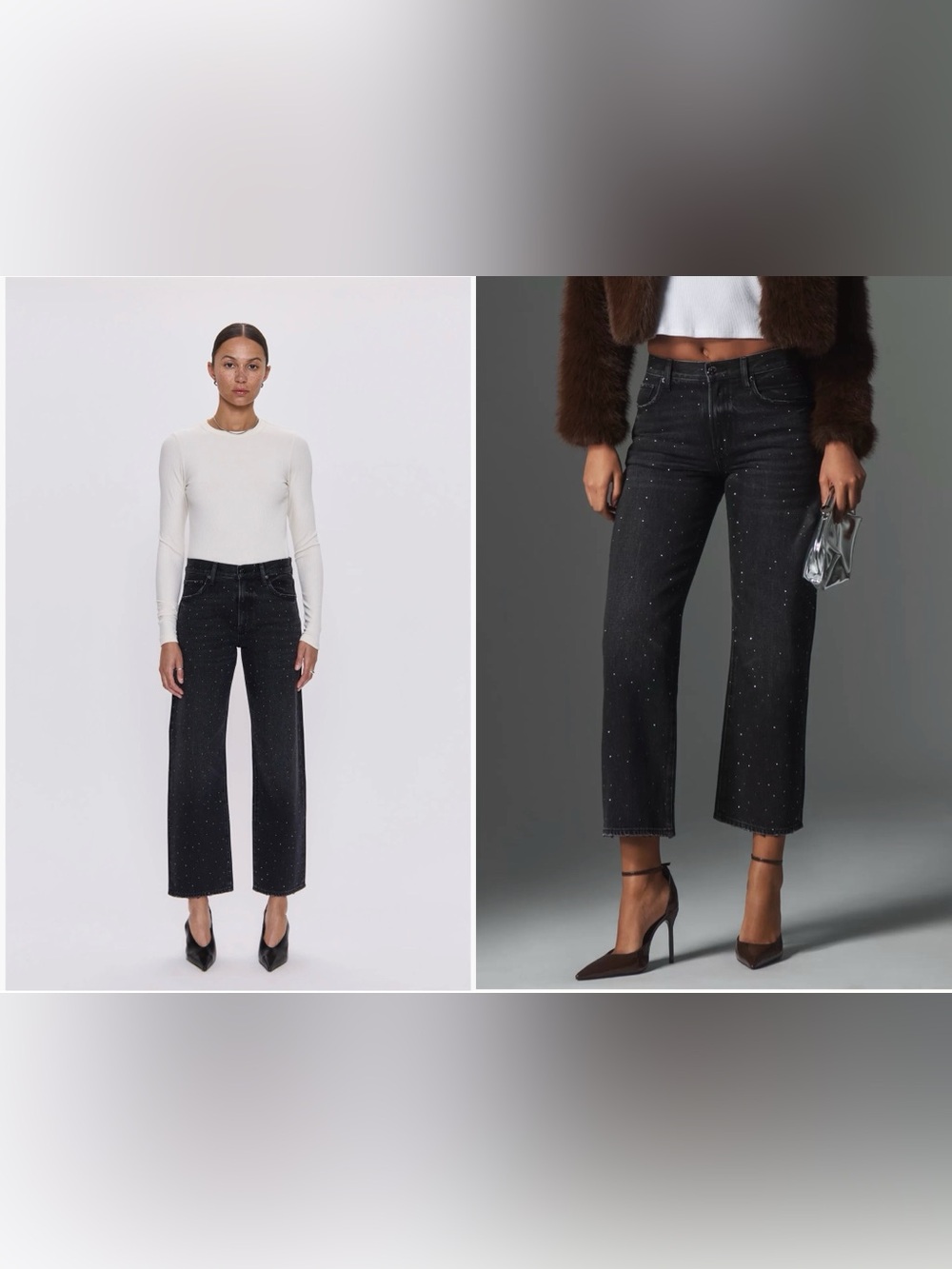 Anthropology Pistola Lexi Mid Rise Bowed Straight Leg Jeans Black Waist 26 NWT
